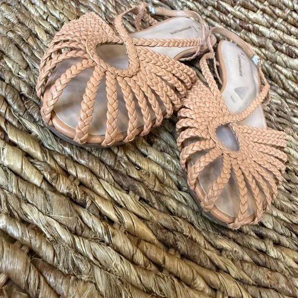 Anthropologie Joelle Braided Tan Slingback Sandals - Picture 3 of 6